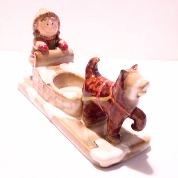 Yankee Candle Girl With Dogsled Tea Light Candle Holder - Picture 1 of 8